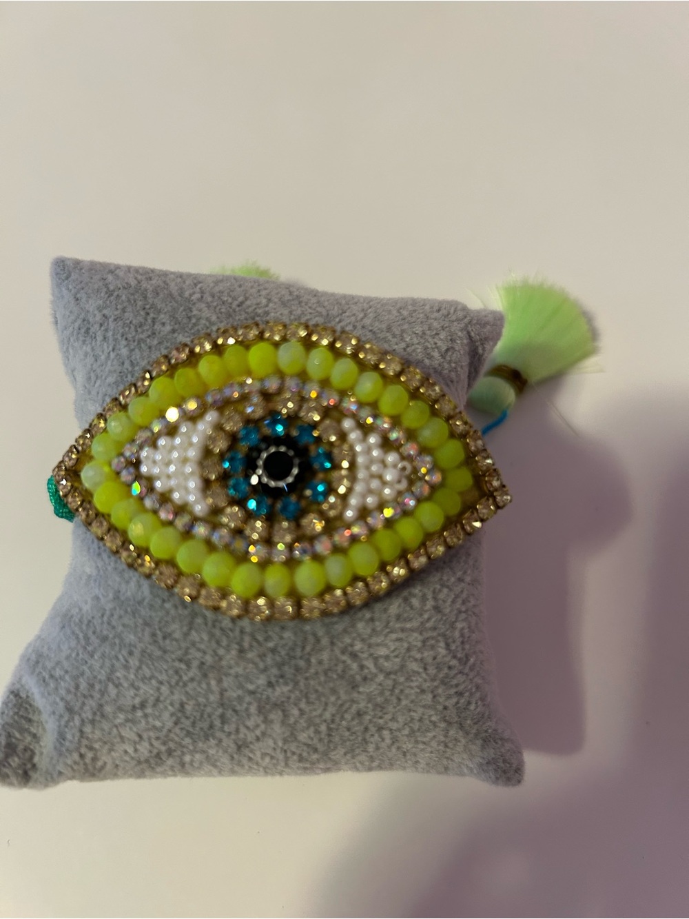 Evil Eye Beaded Bracelet in Lime Green